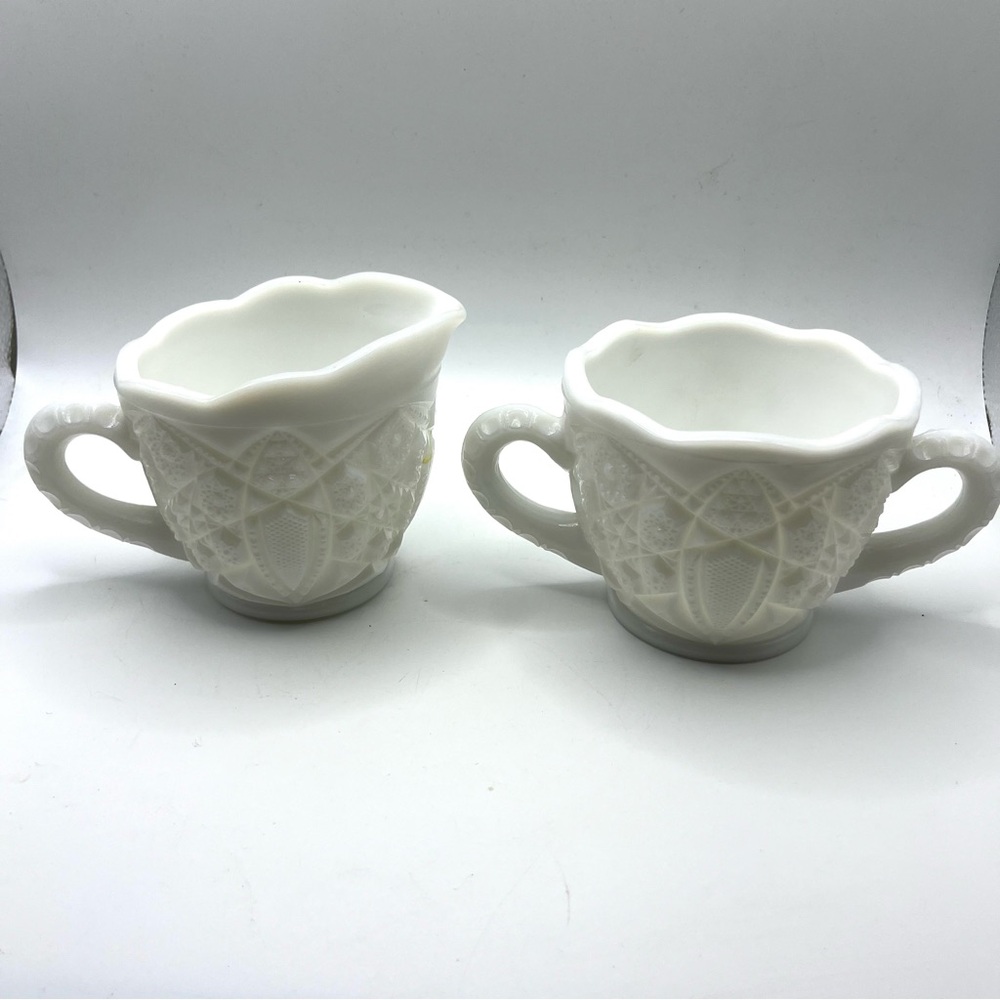 Vintage McKee Toltec Milk Glass Cream and Sugar set